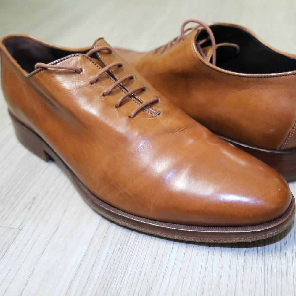 Cole Haan Men's Grand.OS Wholecut Oxford Dress Shoes Tan 100% Leather - US 8.5